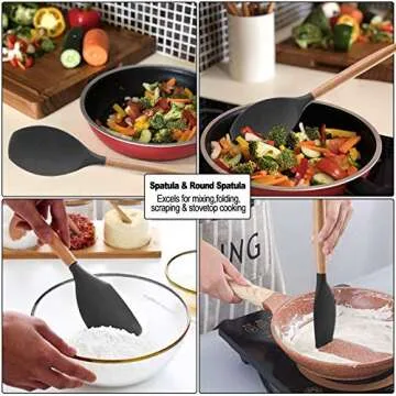 Silicone Cooking Utensils Set - 19 Pcs Kitchen Utensils Heat Resistant/Non-stick/Non Toxic/BPA Free ...