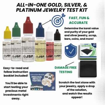Professional Gold, Silver, Platinum Jewelry Testing Kit with Touchstone and Magnifier