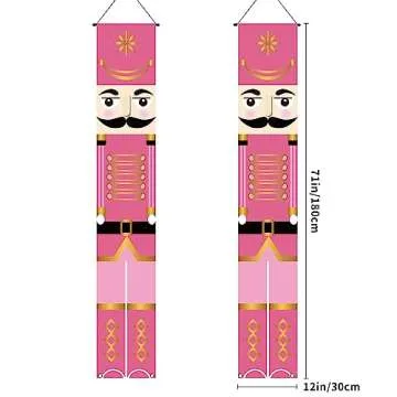 Pink Nutcracker Christmas Decorations - Outdoor Porch Banner Set