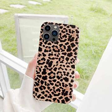 aaknhen Leopard Print Case for iPhone 15 Pro,Cute Cheetah Case for Women,Glossy Slim Fit Soft Flexible Anti-Scratch Protective Cover for iPhone 15 Pro 6.1 inch