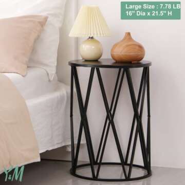 Y&M Set of 3 Metal Round Coffee Accent Table, Side Table End Table for Indoor Outdoor Multifunctional Use,Heavy Duty Metal Plant Stand Decorative Garden Stool- Black(Ship from US)