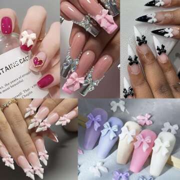 200 Pcs Bows Nail Charms for DIY Manicure Designs