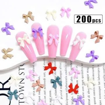 200 Pcs Bows Nail Charms for DIY Manicure Designs