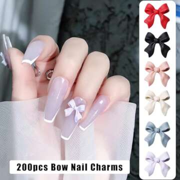 200 Pcs Bows Nail Charms for DIY Manicure Designs