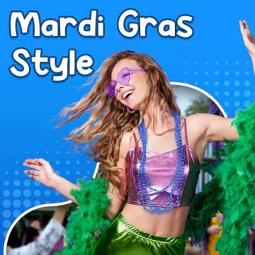 Windy City Novelties 12-Pack - 33" 7mm Mardi Gras Bead Necklaces in Vibrant Colors for Mardi Gras and St. Patrick’s Day Celebrations