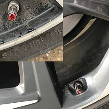 AOOOOP for Deadpool Car Tire Valve Caps - Gun Black Wheel Tire Air Stem Dust Cover Brass Auto Exteri...