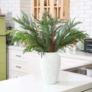 Yunlly 6 Pack Artificial Cypress and Pine Branches 30" Tall Faux Cypress Spray Christmas Cypress Greenery Branches Cypress Pine Sprigs for Holiday Season Winter Wedding Christmas Indoor Decor