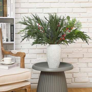 Yunlly 6 Pack Artificial Cypress and Pine Branches 30" Tall Faux Cypress Spray Christmas Cypress Greenery Branches Cypress Pine Sprigs for Holiday Season Winter Wedding Christmas Indoor Decor