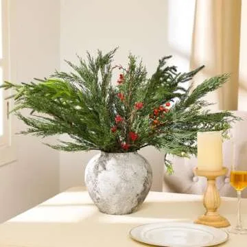 Yunlly 6 Pack Artificial Cypress and Pine Branches 30" Tall Faux Cypress Spray Christmas Cypress Greenery Branches Cypress Pine Sprigs for Holiday Season Winter Wedding Christmas Indoor Decor