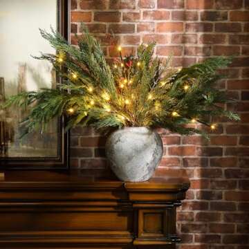 Yunlly 6 Pack Artificial Cypress and Pine Branches 30" Tall Faux Cypress Spray Christmas Cypress Greenery Branches Cypress Pine Sprigs for Holiday Season Winter Wedding Christmas Indoor Decor