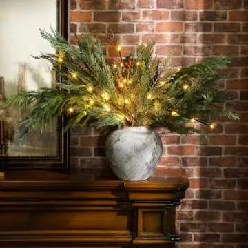 Yunlly 6 Pack Artificial Cypress and Pine Branches 30" Tall Faux Cypress Spray Christmas Cypress Greenery Branches Cypress Pine Sprigs for Holiday Season Winter Wedding Christmas Indoor Decor