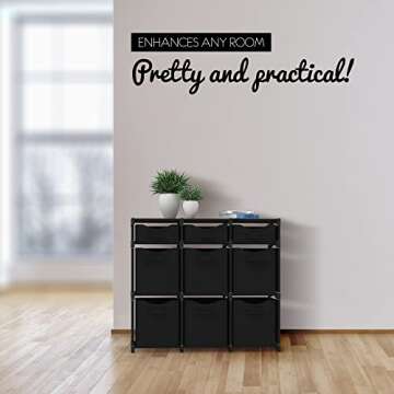 9 Cube Closet Organizers And Storage | Includes All Storage Cube Bins | Easy To Assemble Closet Storage Unit With Drawers | Room Organizer For Clothes, Baby Closet Bedroom, Playroom, Dorm (Black)