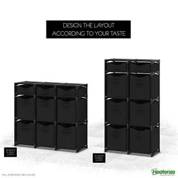 9 Cube Closet Organizers And Storage | Includes All Storage Cube Bins | Easy To Assemble Closet Storage Unit With Drawers | Room Organizer For Clothes, Baby Closet Bedroom, Playroom, Dorm (Black)