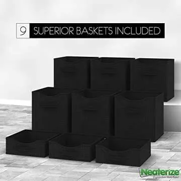 9 Cube Closet Organizers And Storage | Includes All Storage Cube Bins | Easy To Assemble Closet Storage Unit With Drawers | Room Organizer For Clothes, Baby Closet Bedroom, Playroom, Dorm (Black)