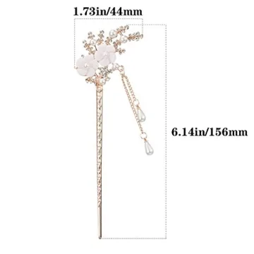 Elegant Rhinestone Pearl Flower Hair Sticks for Women