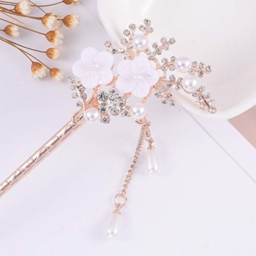 Elegant Rhinestone Pearl Flower Hair Sticks for Women