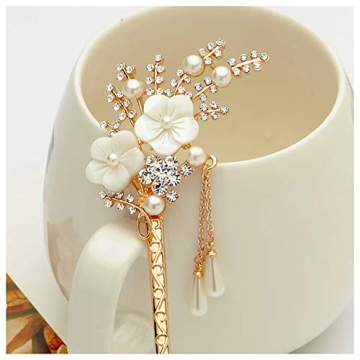 Elegant Rhinestone Pearl Flower Hair Sticks for Women