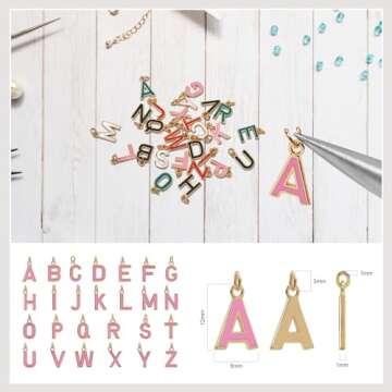 MICROAMOY 18K Gold Filled A-Z Alphabet Letters Charms,26Pcs A-Z Enamel Initial Charms Pendants,Brace...
