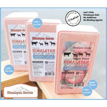 Himalayan Secrets 8.8LB (4KG) Compressed Pink Himalayan Salt Animal Lick Brick for Livestock and Wil...