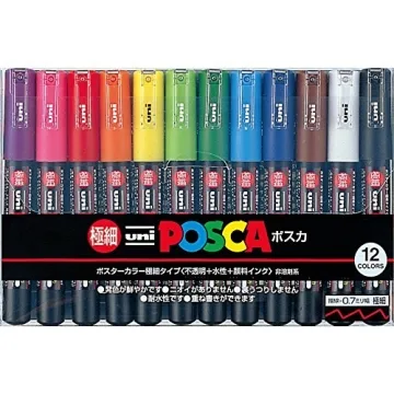 Uni-Posca Paint Marker Set 12 Colors Extra Fine Point