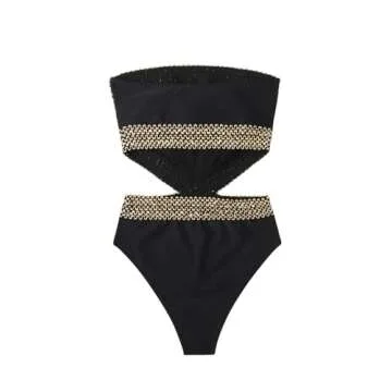 Milumia Black Strapless One Piece Swimsuit for Women