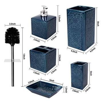 5 Pcs-Navy Blue Bathroom Accessories Sets Complete- Bathroom Accessories Set- Bathroom Accessory Set -Bathroom Accessories- Bathroom soap Dispenser Set
