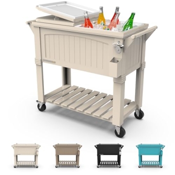 Permasteel 80-Qt Antique Patio Cooler | Elegant Outdoor Beverage Cooler with Wheels