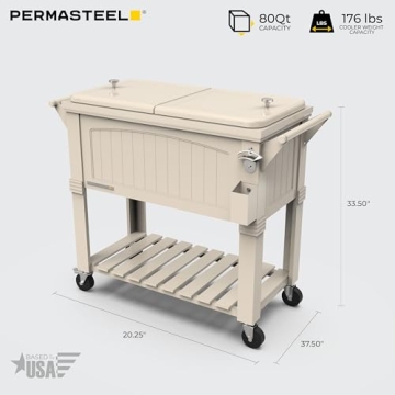 Permasteel 80-Qt Antique Patio Cooler for Outdoor Use