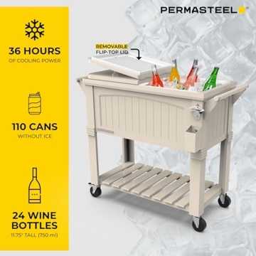 Permasteel 80-Qt Antique Patio Cooler for Outdoor Use