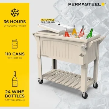 Permasteel 80-Qt Antique Patio Cooler for Outdoor Use