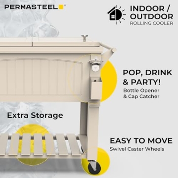 Permasteel 80-Qt Antique Patio Cooler for Outdoor Use