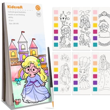 Paint with Water Coloring Books for Kids, Princess Pocket Mess Free Watercolor Painting Kit, Water C...