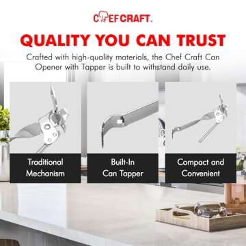 Chef Craft Can Opener with Tapper - Durable & Compact