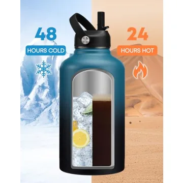 64 oz Insulated Water Bottle with Straw - RRYFOUR