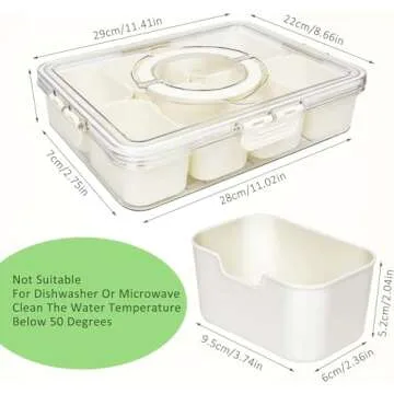 erichbow Portable Snack Serving Tray - Travel Friendly Snack Box