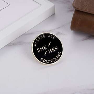 Stainless Steel She Her Pronoun Pin for Pride Festivals
