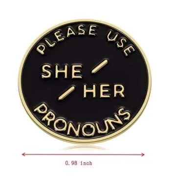 Stainless Steel She Her Pronoun Pin for Pride Festivals