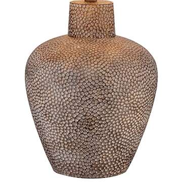 Franklin Iron Works Bentley Rustic Farmhouse Table Lamps 29" Tall Set of 2 Brown Leaf Hammered Metal Pot Off White Empire Shade for Bedroom Living Room House Home Bedside Nightstand Office Entryway