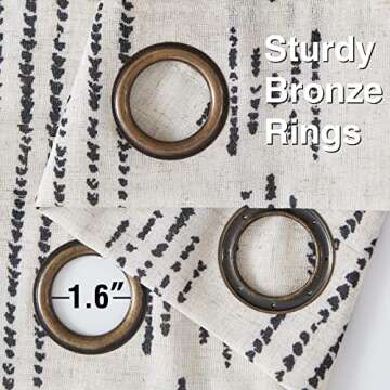 jinchan Boho Curtains Linen Blend Curtains for Living Room Black on Beige Farmhouse Curtains 120 Inches Long 2 Panels Extra Long Curtains Light Filtering Bedroom Window Grommet Curtains