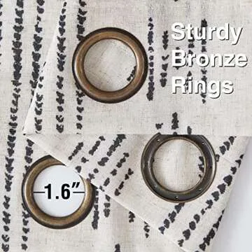 jinchan Boho Curtains Linen Blend Curtains for Living Room Black on Beige Farmhouse Curtains 120 Inches Long 2 Panels Extra Long Curtains Light Filtering Bedroom Window Grommet Curtains