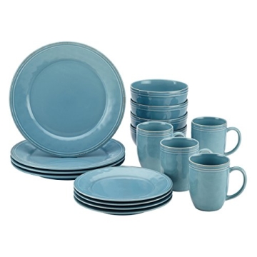 Rachael Ray Cucina Stoneware, 16-piece Dinnerware Set, Agave Blue