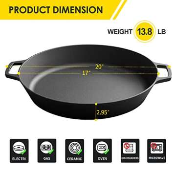 EDGING CASTING 17 Inch Pre-Seasoned Cast Iron Skillet