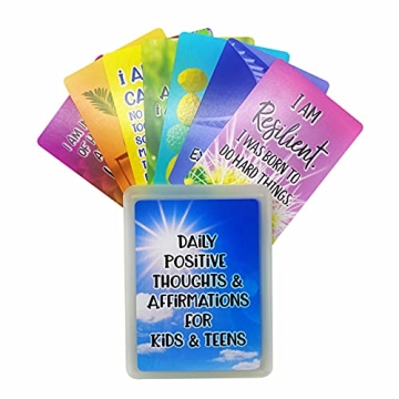 Positive Affirmation Cards for Kids and Teens - 54 Affirmations, 150+ Inspirational Questions with S...