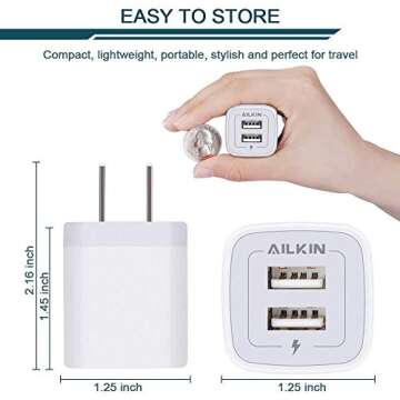 【5Pcs】 USB Plug, Wall Charger Fast Charging Block, Power Adapter Cube 2 Port Charge Travel Brick...