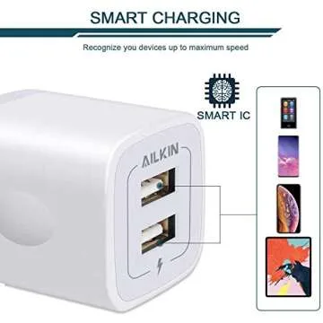 【5Pcs】 USB Plug, Wall Charger Fast Charging Block, Power Adapter Cube 2 Port Charge Travel Brick Cell Quick Chargers Box cargador for iPhone 14 13 12 SE 11Pro Max Samsung Galaxy LG iPad X 8 7 6 Plus