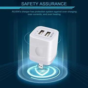 【5Pcs】 USB Plug, Wall Charger Fast Charging Block, Power Adapter Cube 2 Port Charge Travel Brick Cell Quick Chargers Box cargador for iPhone 14 13 12 SE 11Pro Max Samsung Galaxy LG iPad X 8 7 6 Plus