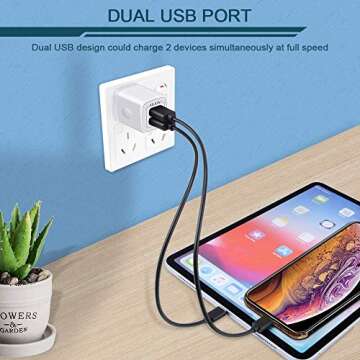 【5Pcs】 USB Plug, Wall Charger Fast Charging Block, Power Adapter Cube 2 Port Charge Travel Brick Cell Quick Chargers Box cargador for iPhone 14 13 12 SE 11Pro Max Samsung Galaxy LG iPad X 8 7 6 Plus
