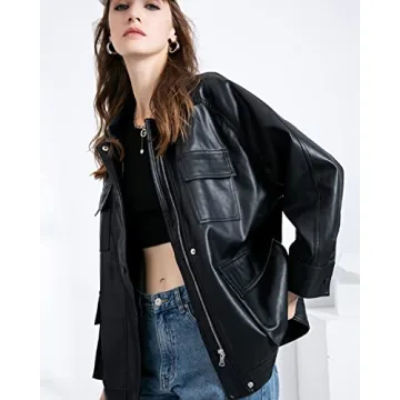 LY VAREY LIN Women Faux Leather Belted Blazer Stylish Coat