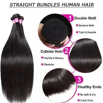 Premium Unprocessed Human Hair Straight Bundles - 20 Inch
