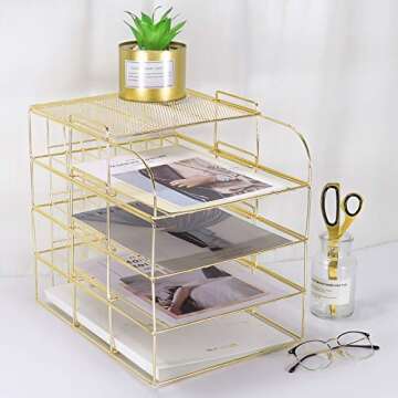 LEORISO Stackable Letter Tray - Modern Desk Organizer